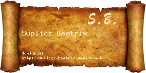 Suplicz Beatrix névjegykártya